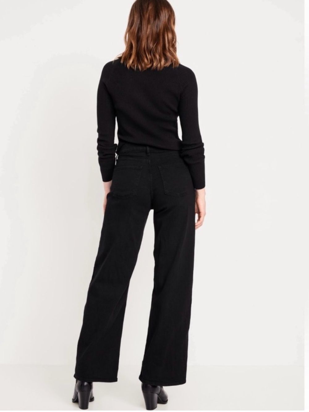 ⭐️ OLD NAVY WOW Black High-Rise Wide-Leg Jeans - 12